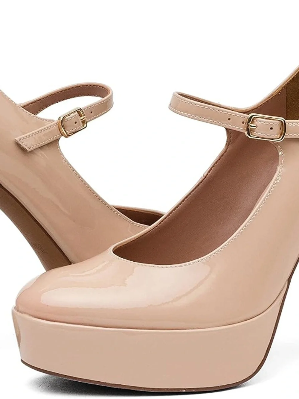 Linea Paolo Isadora Nude Patent Mary Jane Platform Heels